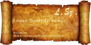 Loosz Szofrónia névjegykártya